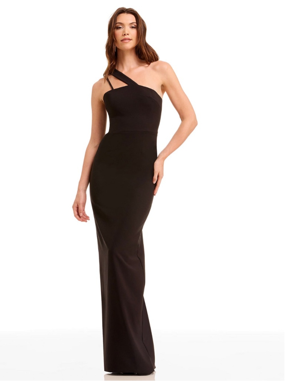 Dress the Population Black One-Shoulder Maxi Skirt Dress